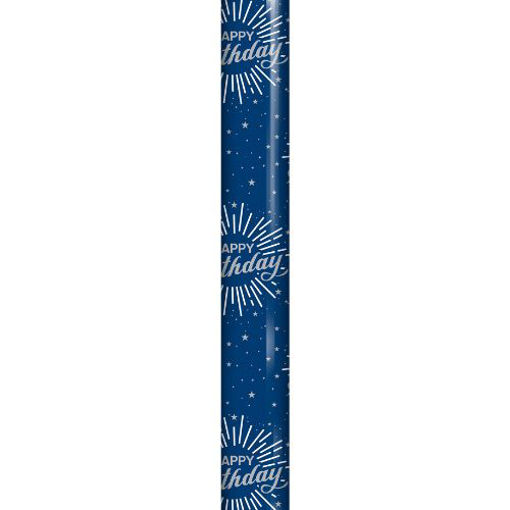 Picture of HAPPY BIRTHDAY BLUE WRAPPING ROLL 70CM X 2.5M